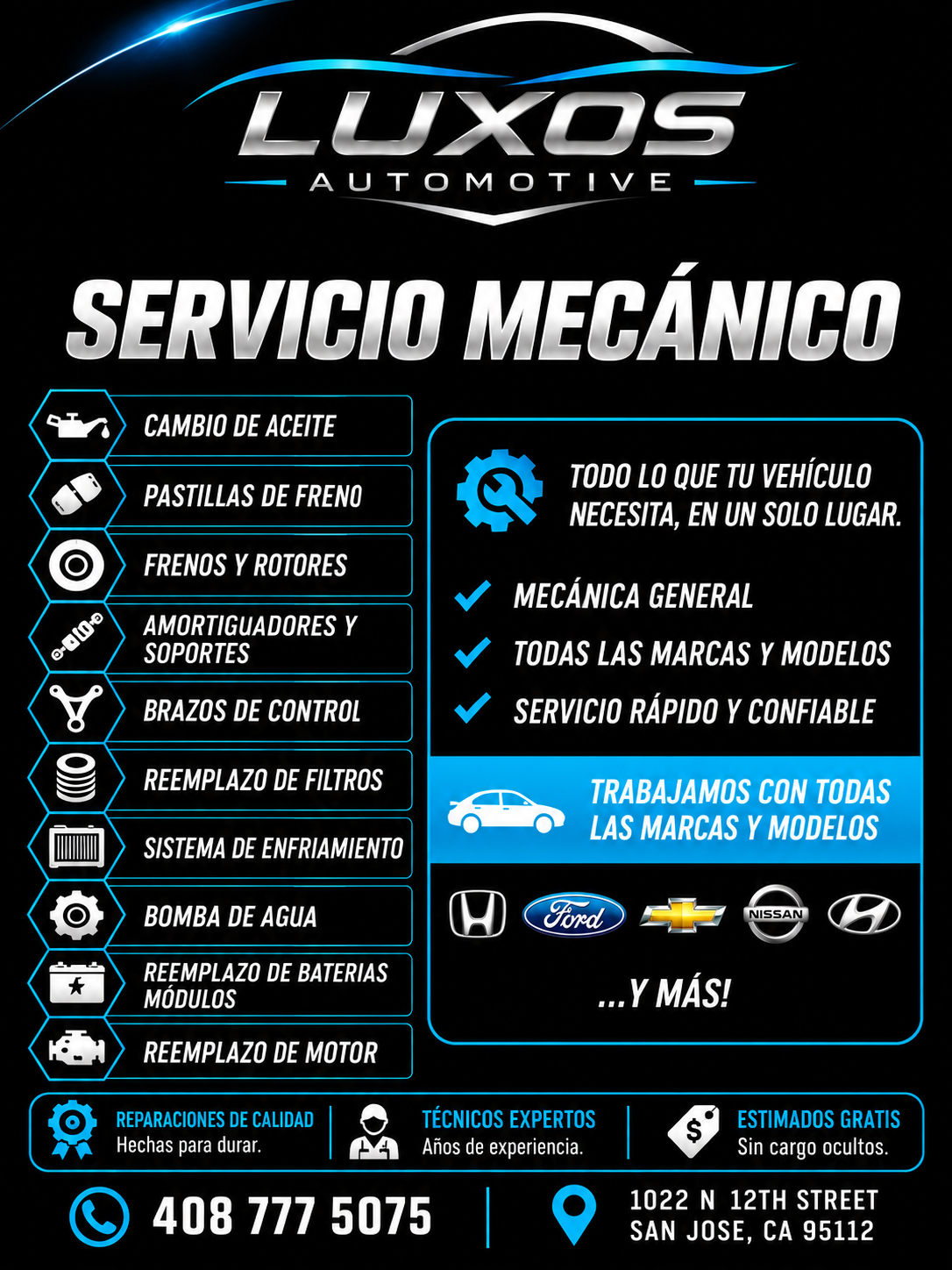 Luxos Automotive servicio mecanico flyer